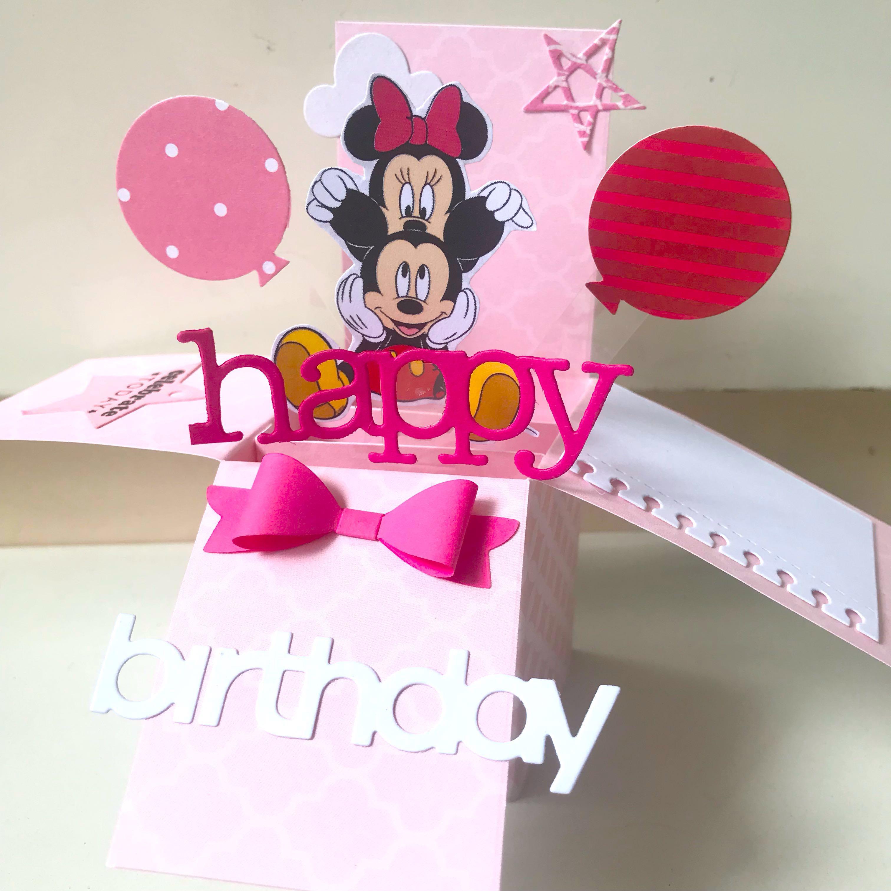 Happy Birthday Mickey And Minnie Mouse Handmade Pop Up Card