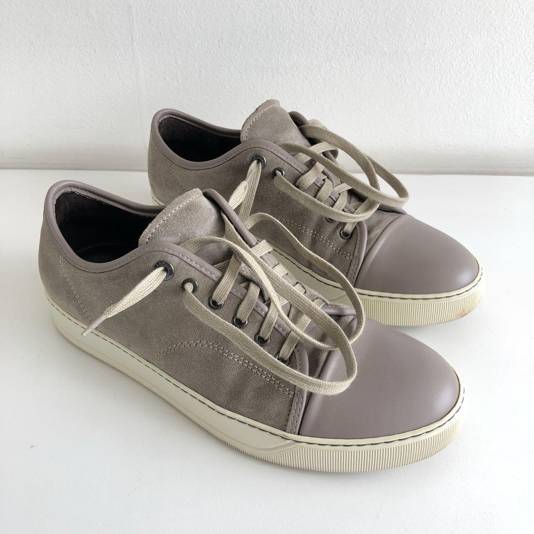 Lanvin Cap-Toe Sneakers in Grey Suede 