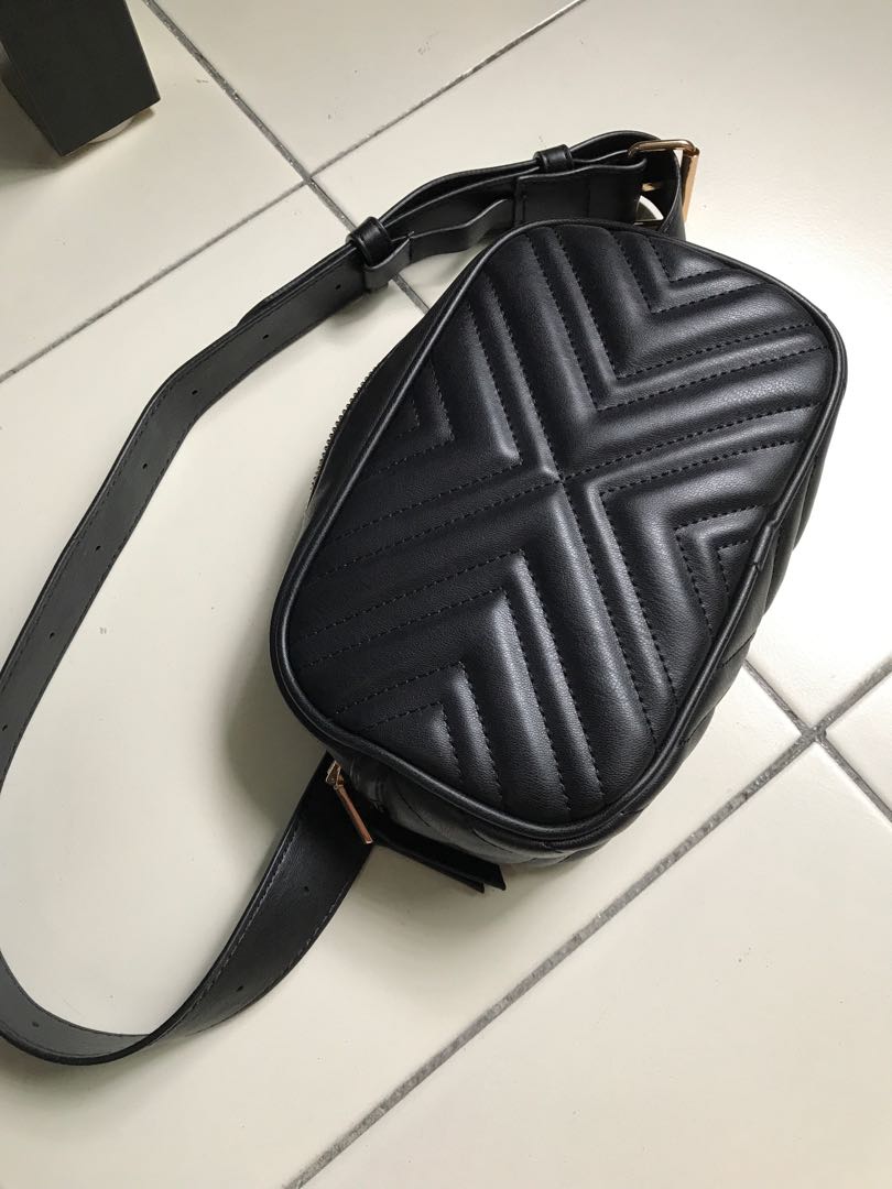 Mango Faux Leather Quilted Belt Bag