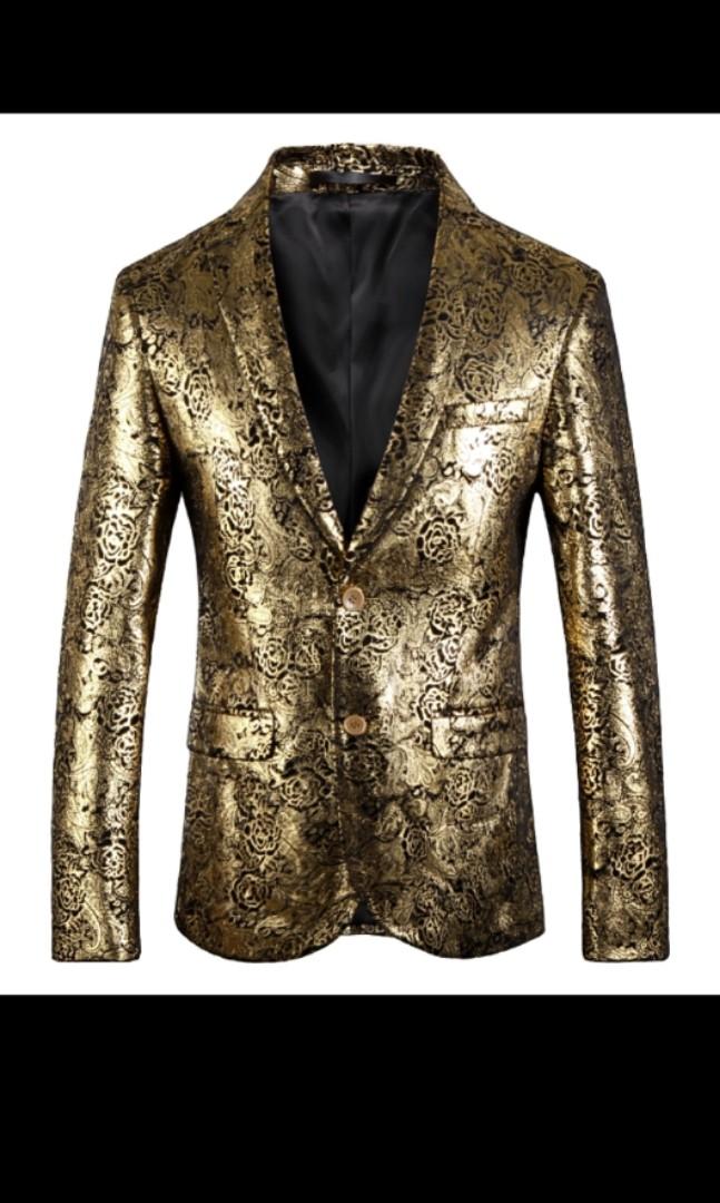 Gold plus size online blazer