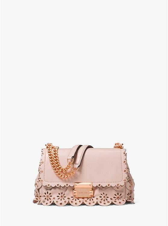 sloan small floral scalloped leather shoulder bag