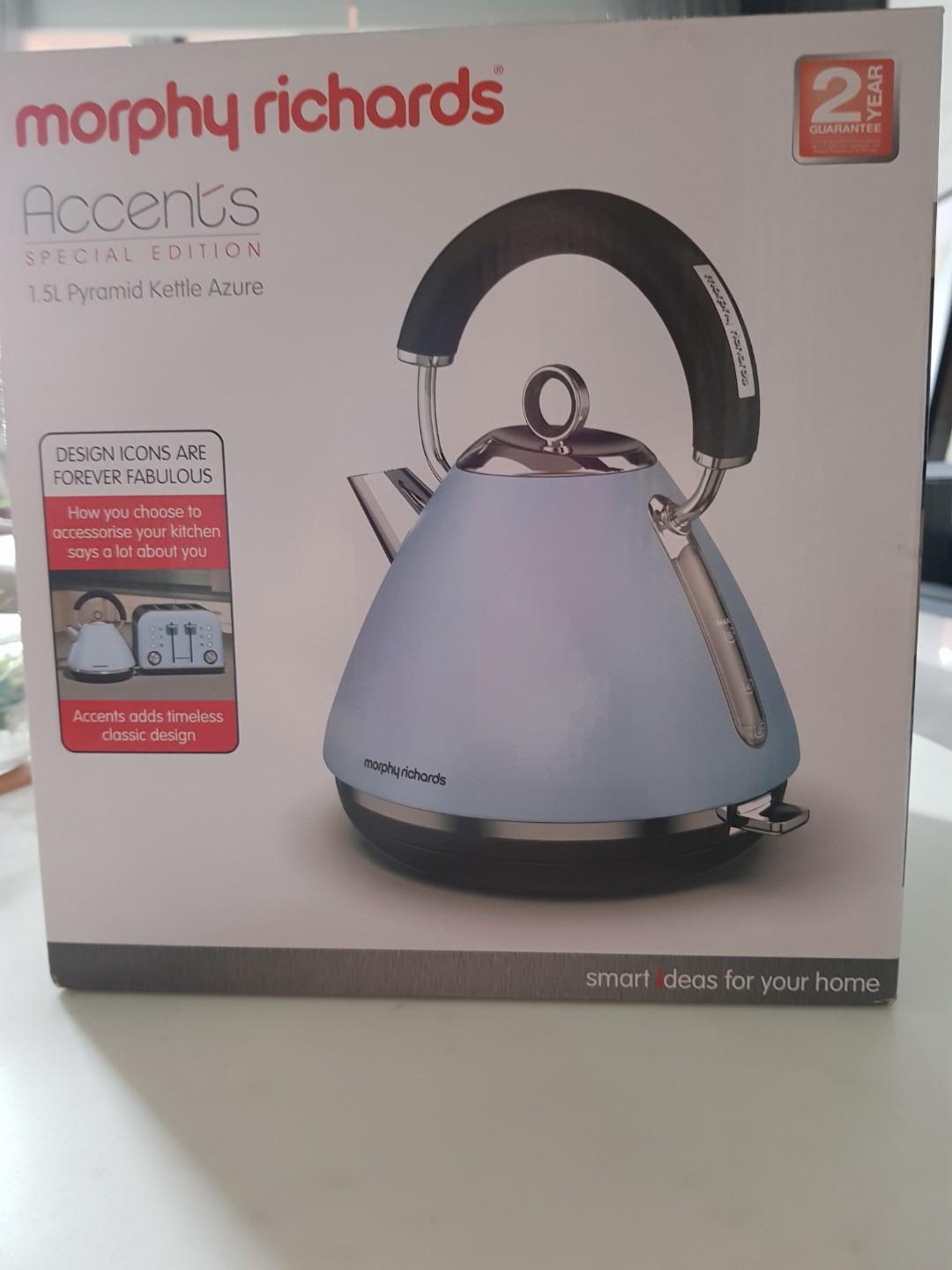 Morphy Richards Azure Blue Accents 1.5 Litre Pyramid Kettle Furniture Home Living Kitchenware Tableware Pitchers Dispensers on Carousell