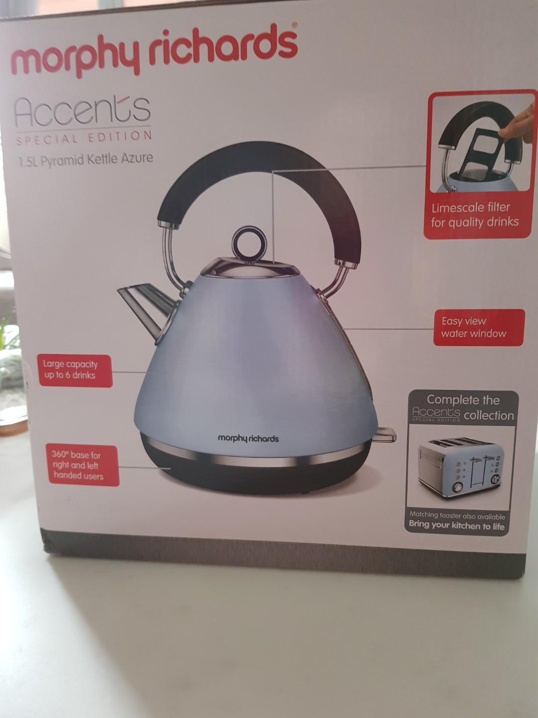 Morphy Richards Azure Blue Accents 1.5 Litre Pyramid Kettle