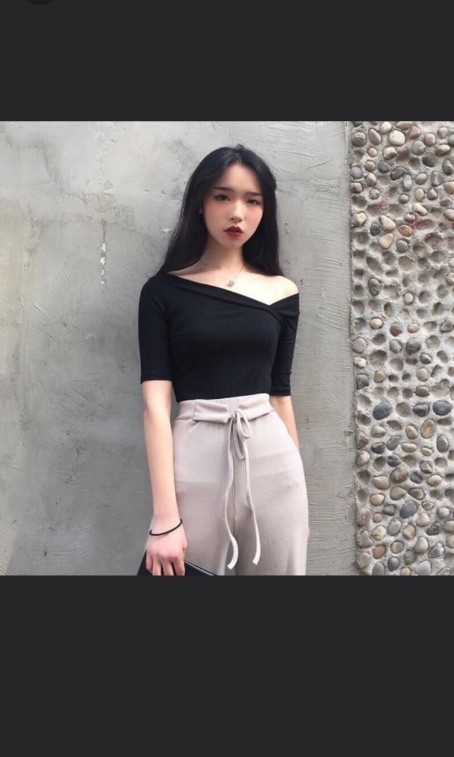 black one off shoulder top