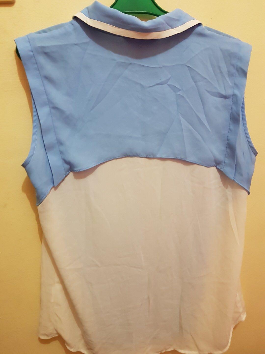 Pastel blue top, Women's Fashion, Tops, Blouses on Carousell