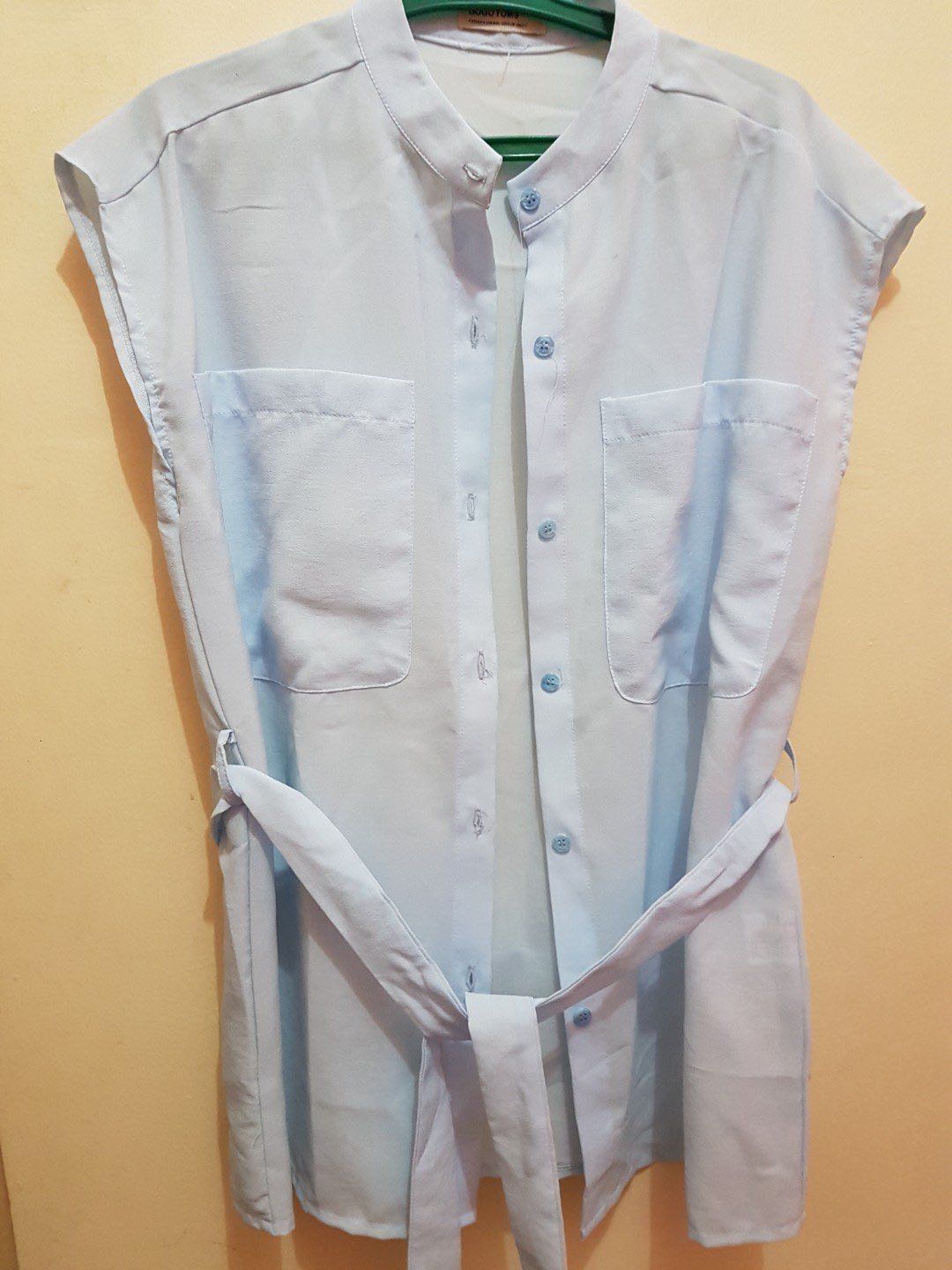 Pastel blue top, Women's Fashion, Tops, Blouses on Carousell