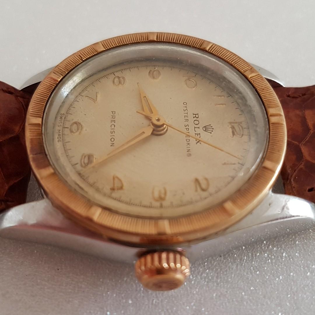Rare Rolex Vintage Men ROLEX Speed King Wrist Watch Swiss Manual Winding Calibre 5056 Oyster Precision Gold Bezel Montres Rolex SA Geneve