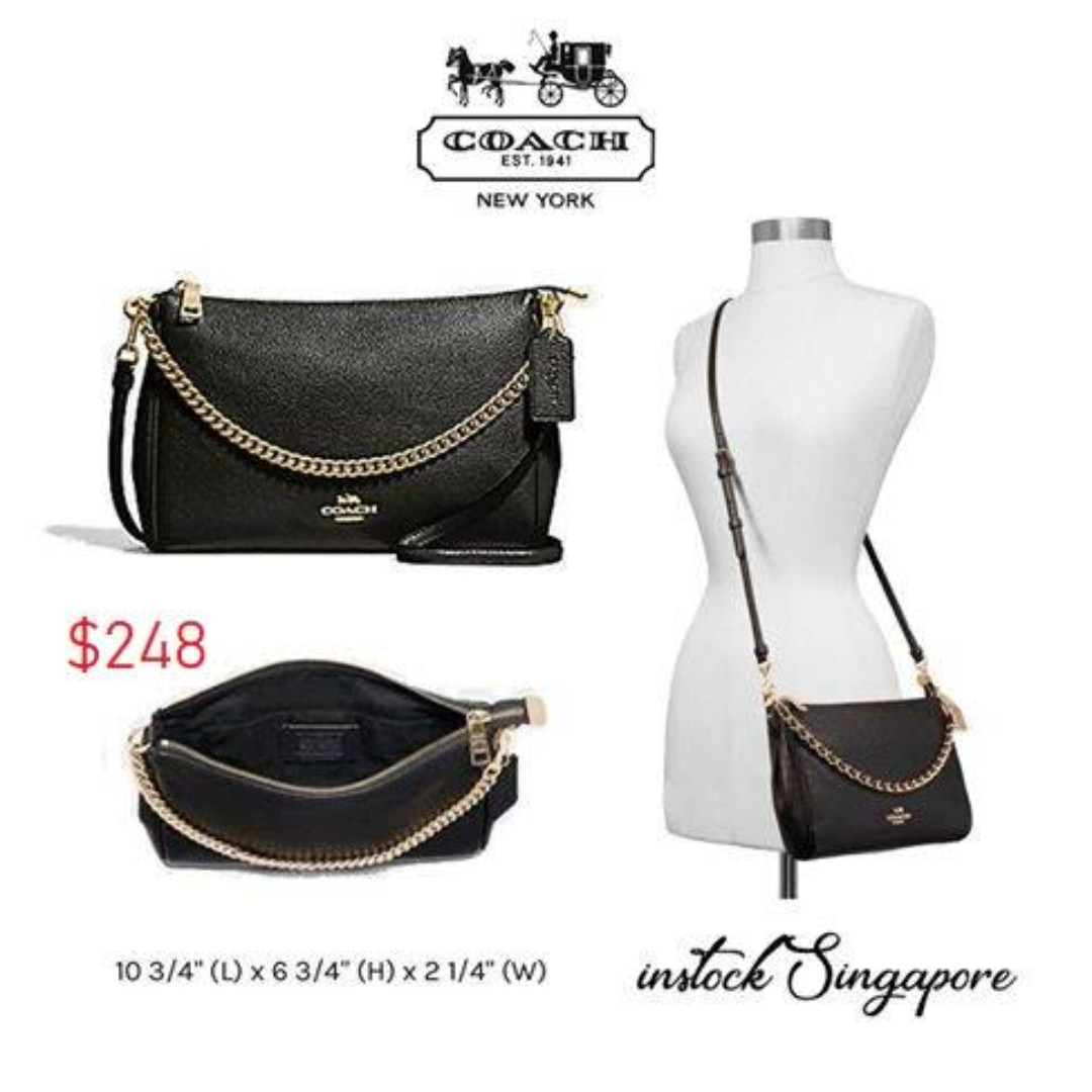 READY STOCK authentic new CARRIE CROSSBODY (COACH F39206) BLACK/LIGHT GOLD, Luxury, Bags ...
