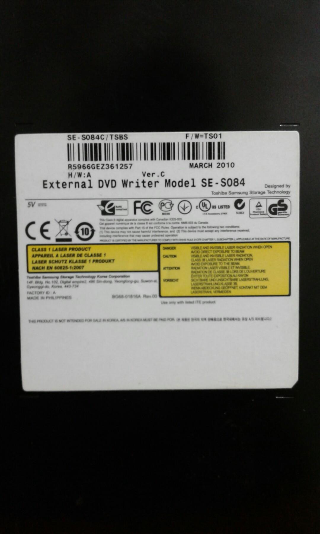 ALL MUST GO! Samsung Ses084 8x Ultraslim External DVD Writer Black