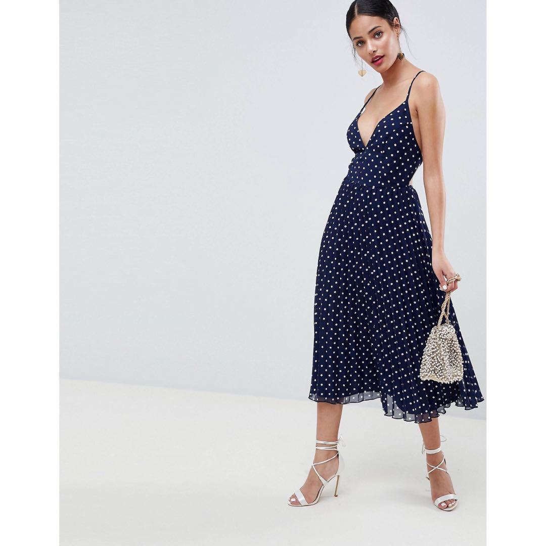 strappy pleated midi dress
