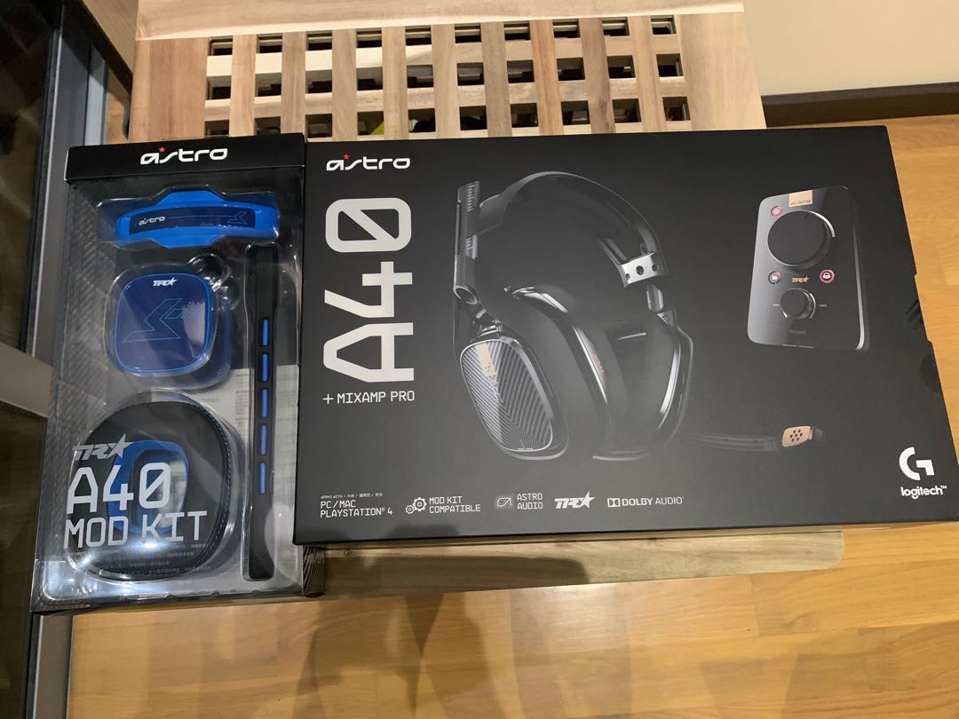 Astro A40 TR Headset + MixAmp Pro + TR⭐️ A40 Mod Kit, Audio, Headphones   Headsets on Carousell