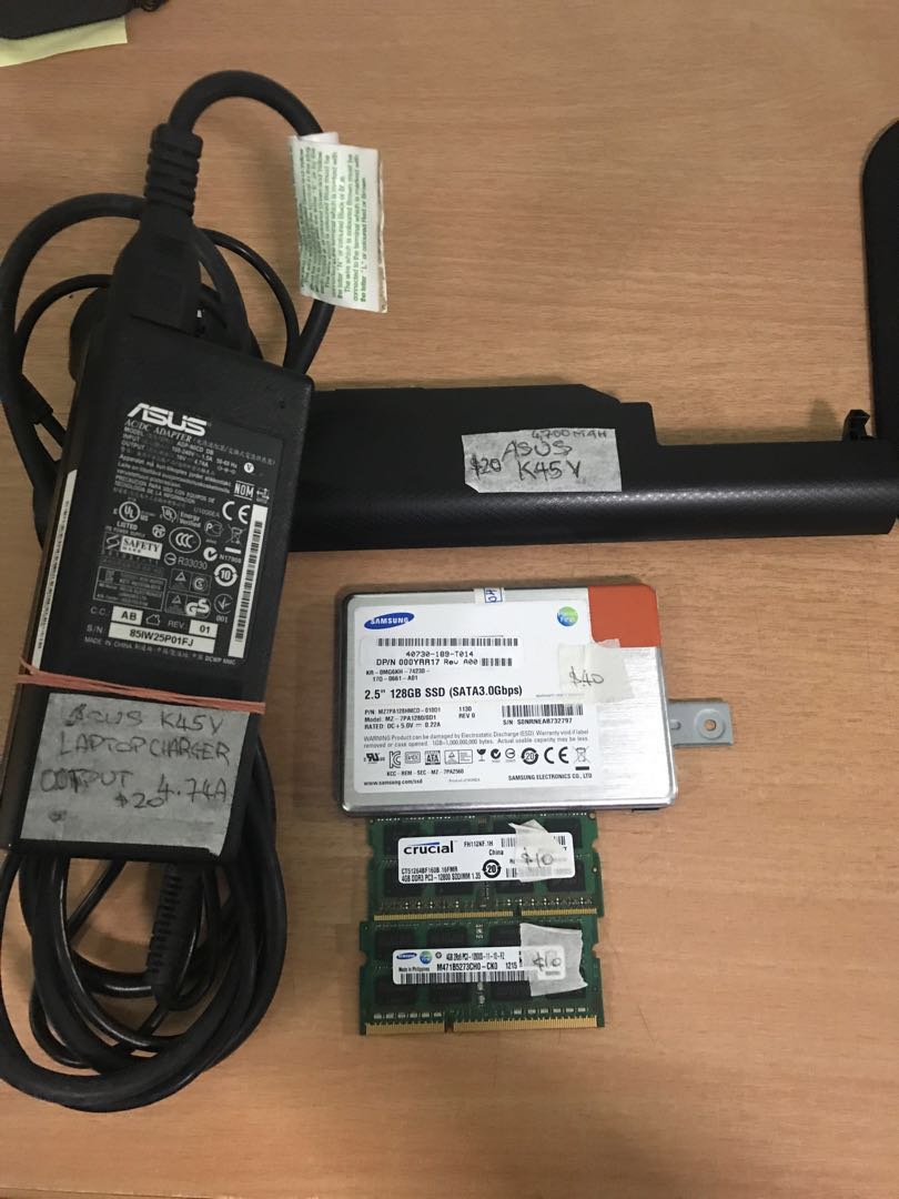 Asus Laptop Charger Li Ion Battery Pack 128gb Ssd Electronics Computer Parts Accessories On Carousell
