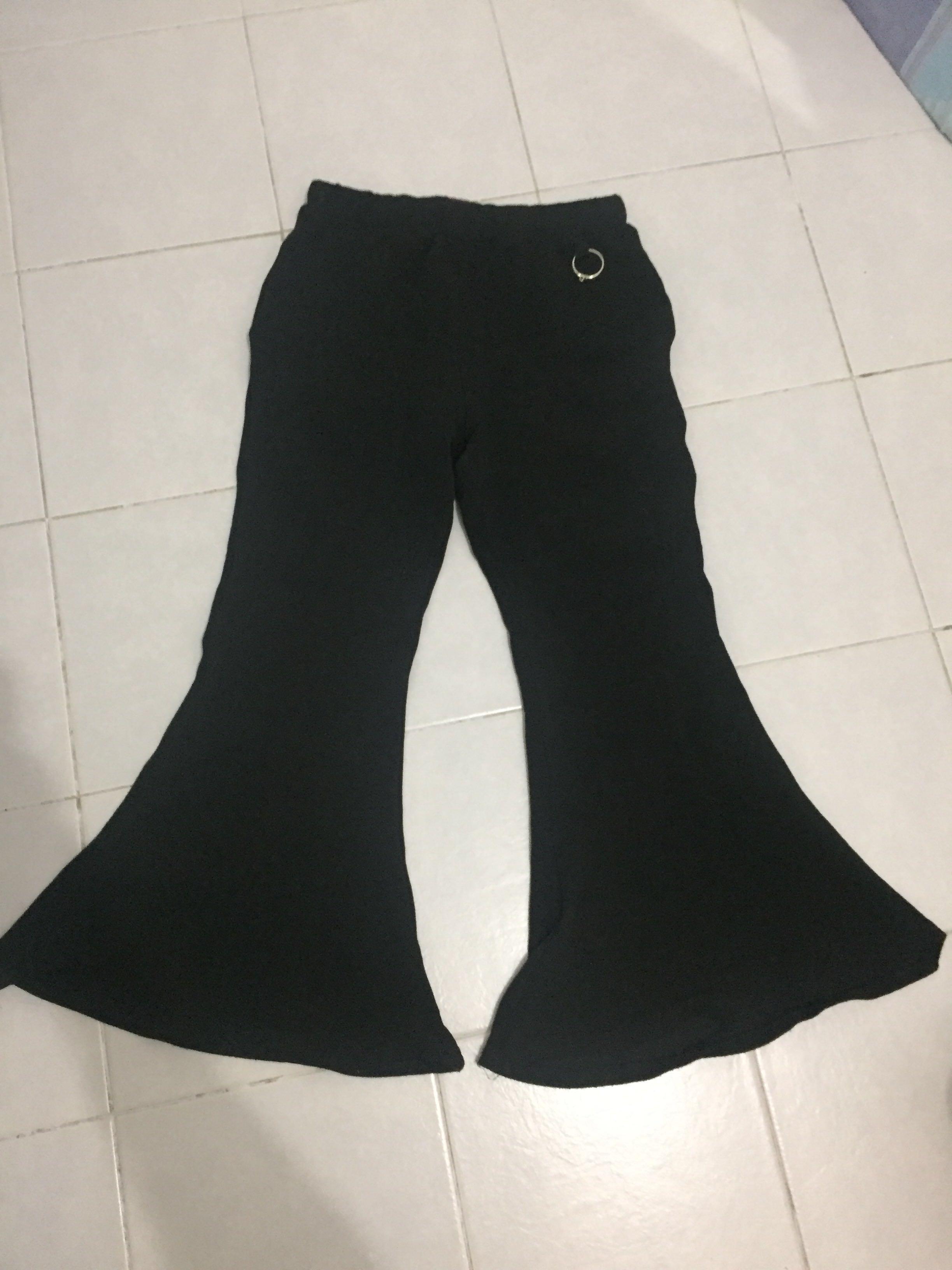 women's black bell bottom pants