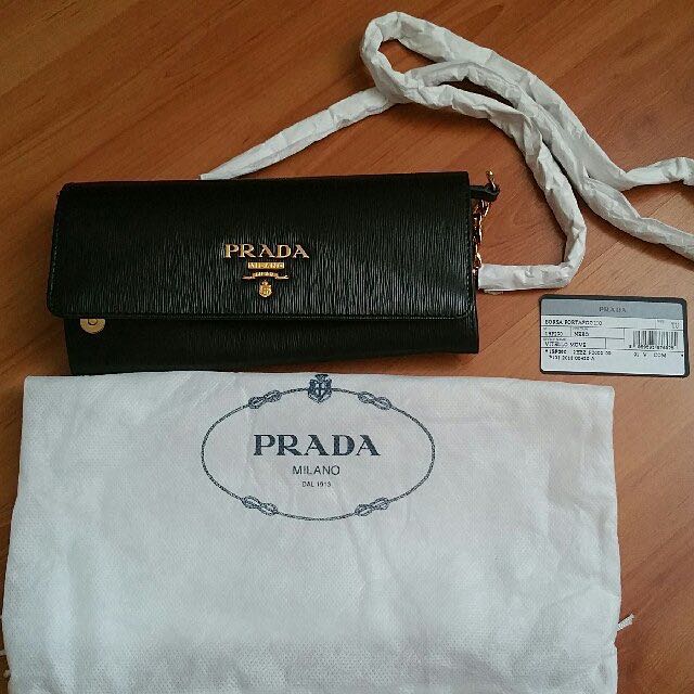 BN Prada Women s Handbag Wallet on Chain Vitello 1BP290 Nero Black