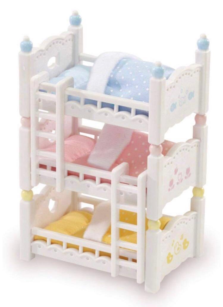 sylvanian triple bunk bed set