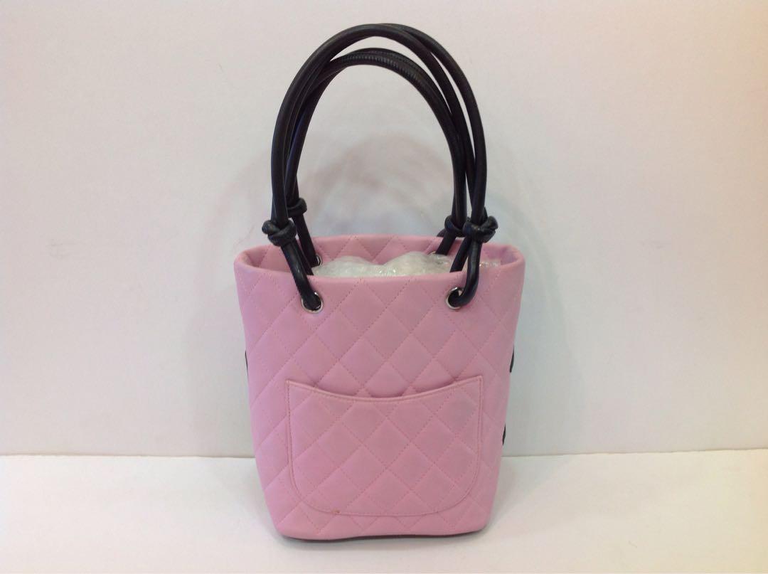 CHANEL Tote Bag Large tote Cambon line lambskin pink pink Women Used –