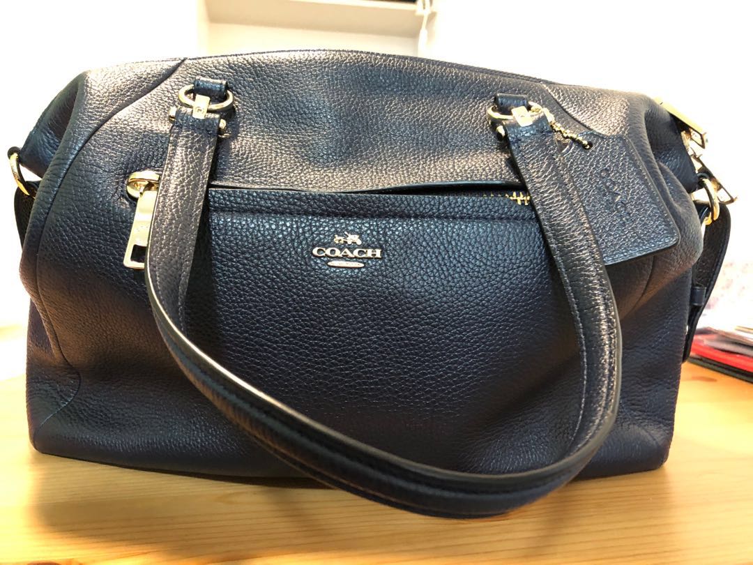 dark blue coach purse