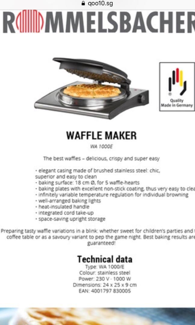 High End Waffle Maker German precision, TV & Home Appliances, Kitchen