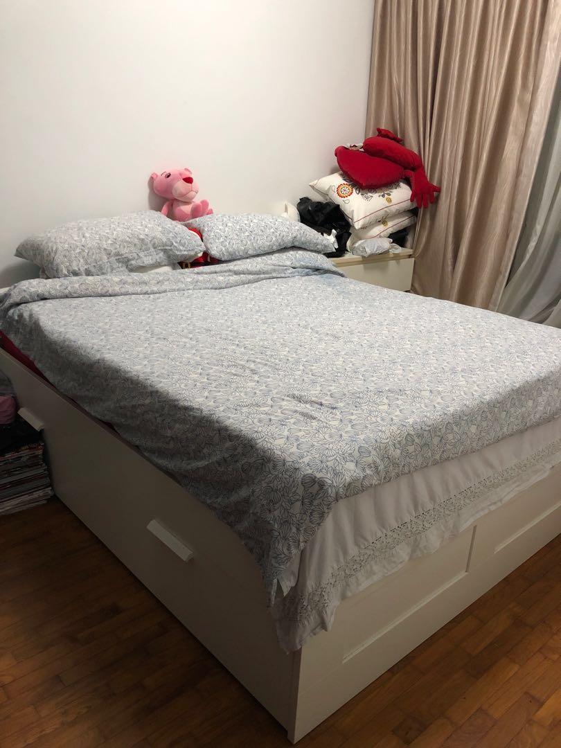 Ikea Brimnes Queen Bed With Storage Furniture Beds