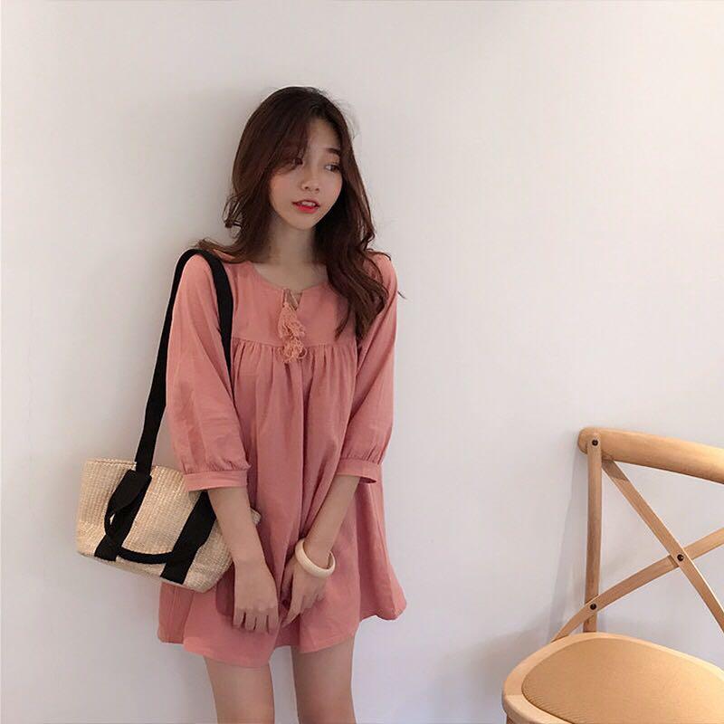 Korean ulzzang pink lovely dress Women s Fashion Tops