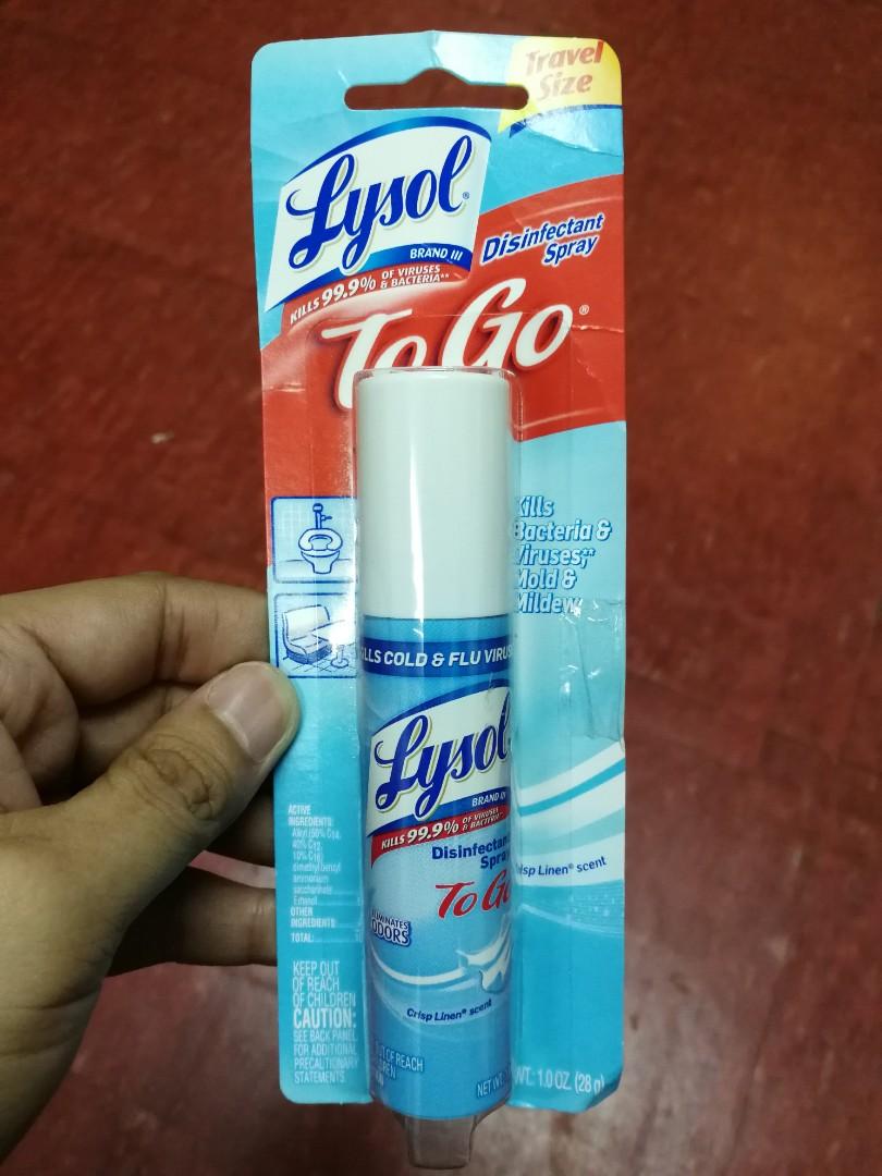 Lysol Disinfectant Spray To Go Wtih Crisp Linen Scent 28g Beauty Personal Care Bath Body Body Care On Carousell