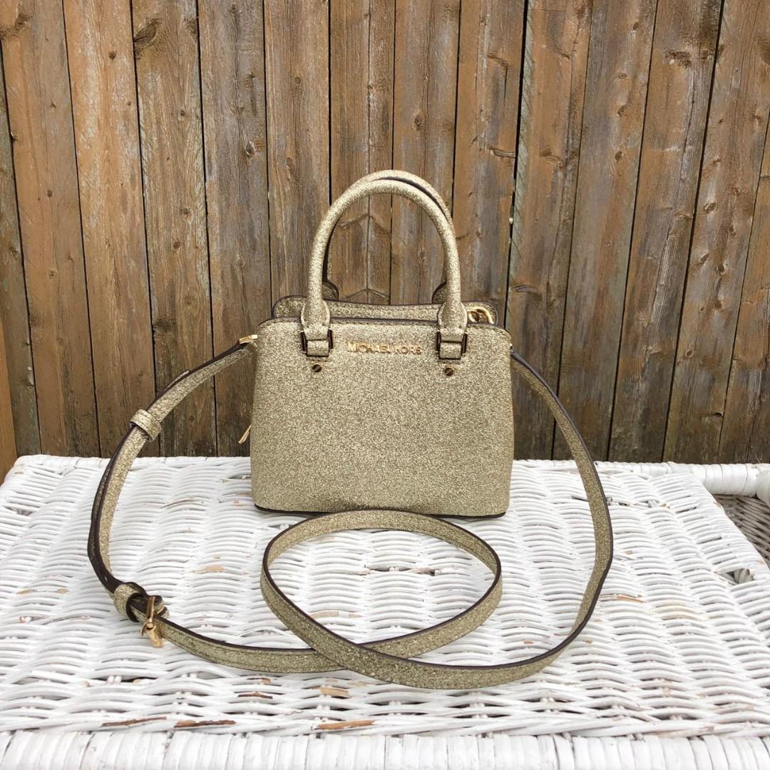 Michael Kors Giftables Savannah Mini Satchel in Pale Gold