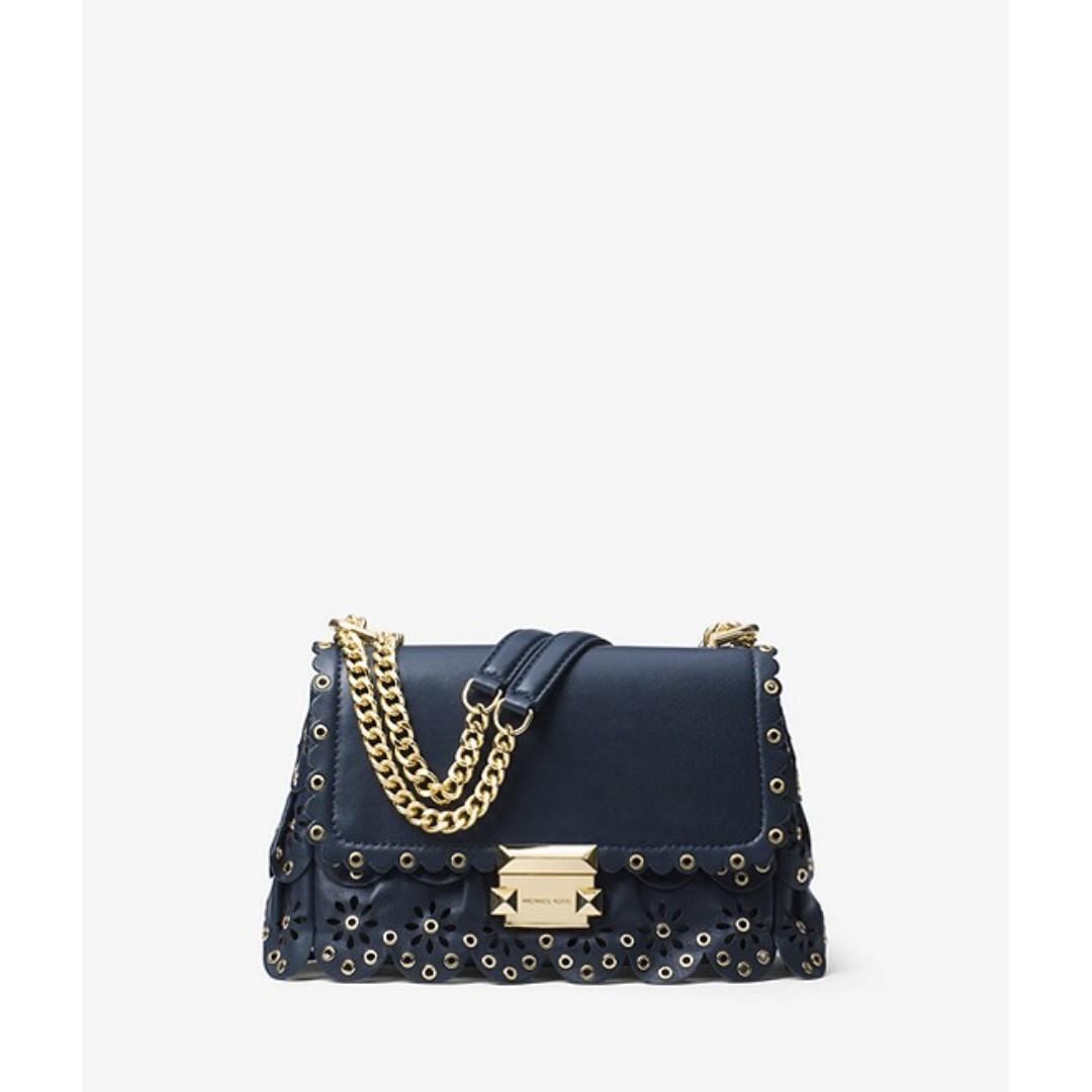 sloan small floral scalloped leather shoulder bag