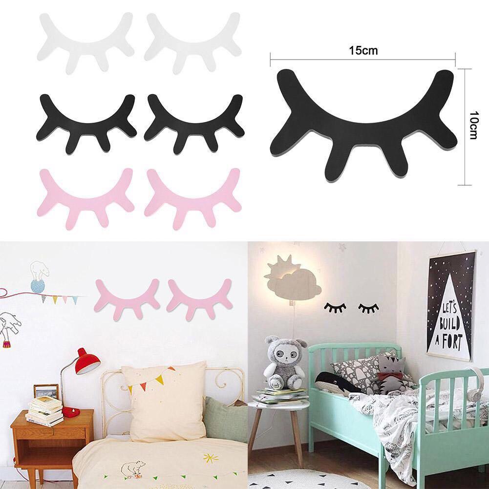 Pair Set Of 2 Nordic Wooden Eyelashes Wall Decor Display On Carou