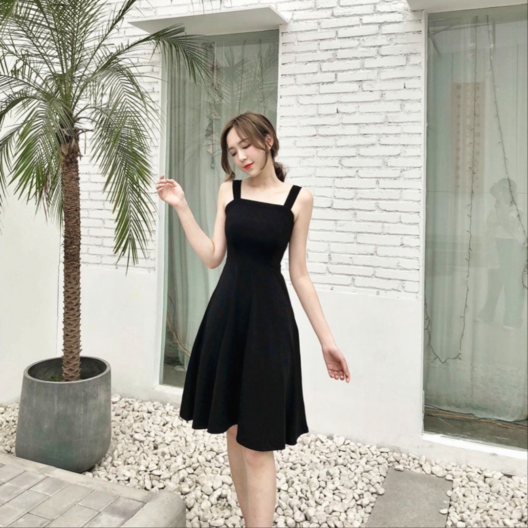 ulzzang black dress