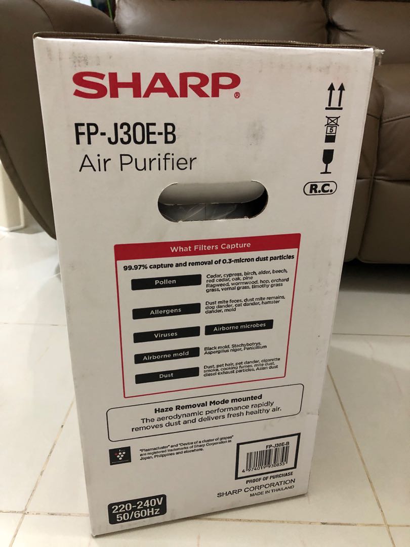 Sharp purifier (Category: Air Purifiers & Dehumidifiers) located in Singapore. Submitted by clouboutin (Listing ID 204794781, Image 2). Description: Brand new in box Got it during company lucky draw Comes with HePa filter Buy now is cheap, standby for haze .