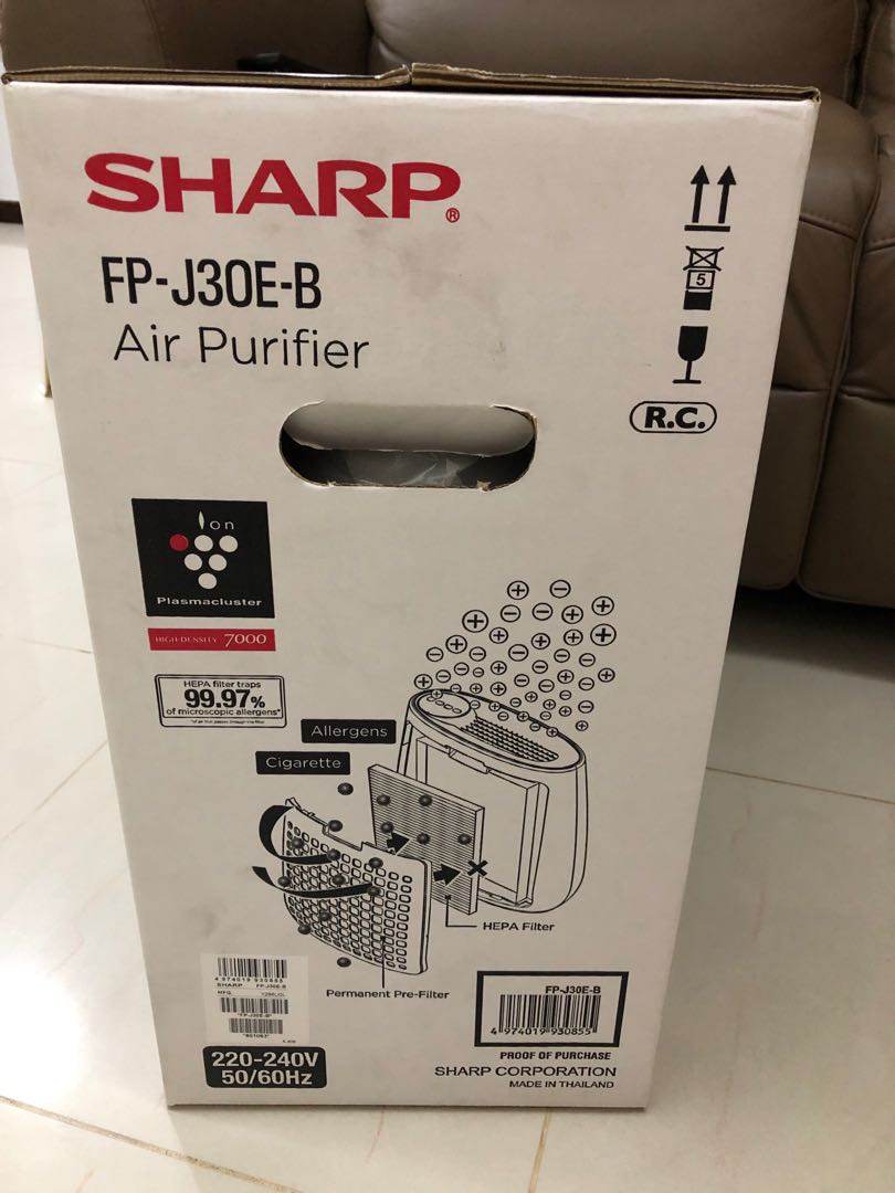 Sharp purifier (Category: Air Purifiers & Dehumidifiers) located in Singapore. Submitted by clouboutin (Listing ID 204794781, Image 3). Description: Brand new in box Got it during company lucky draw Comes with HePa filter Buy now is cheap, standby for haze .