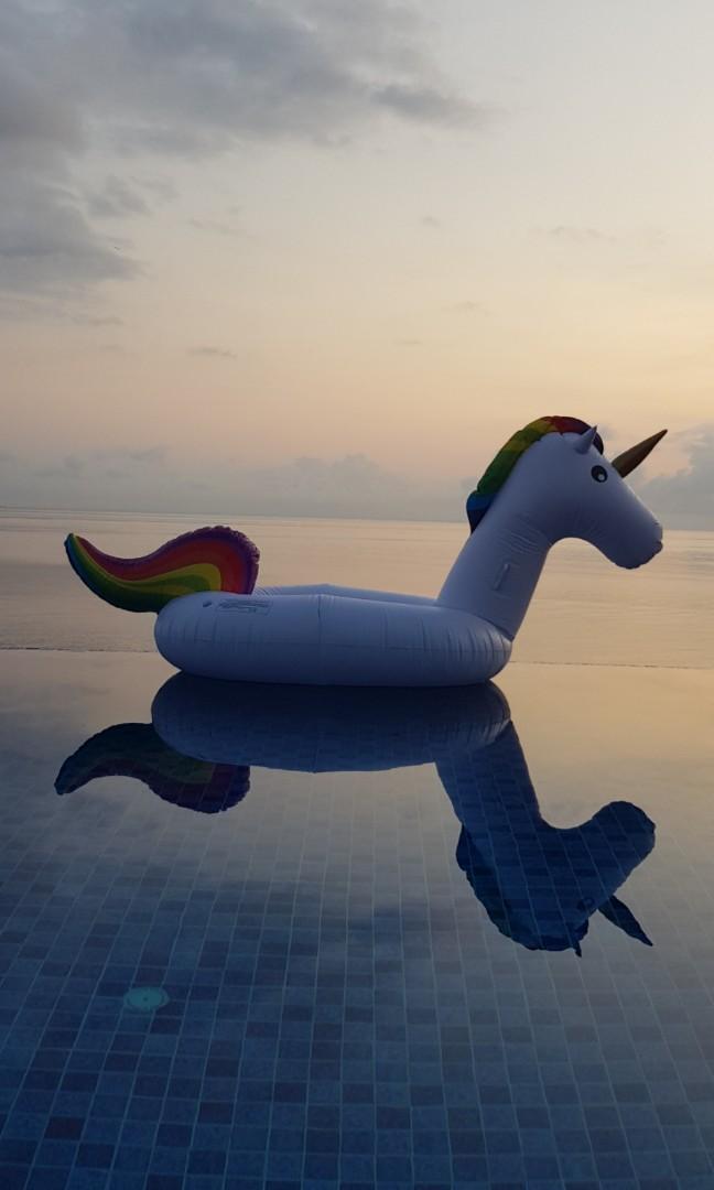 Unicorn Float (Category: Water Sports) located in Singapore. Submitted by drfool91 (Listing ID 204708501, Image 1). Description: Used once for a shoot. Comes with electric air pump (5mins to inflate!) Carries up to 100kg For fast deals, will throw in free gift. Tag: holidays beach float swimming pool unicorn horse pineapple electric electrical pump inflate deflate Staycation.