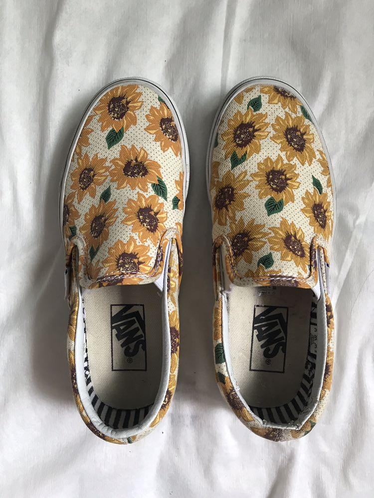 Checkered sunflower slip cheap on vans