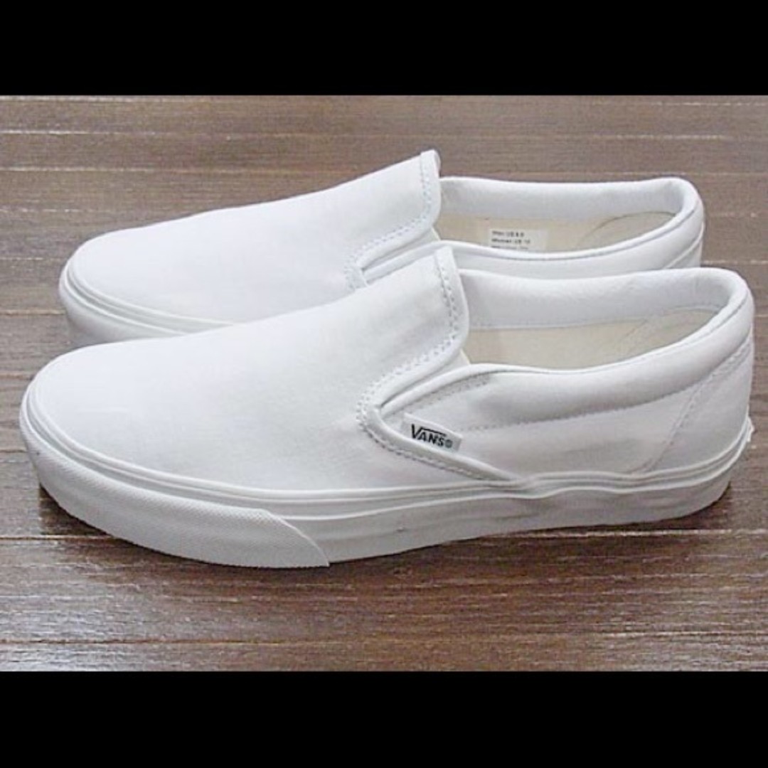 Womens white canvas shop slip on vans