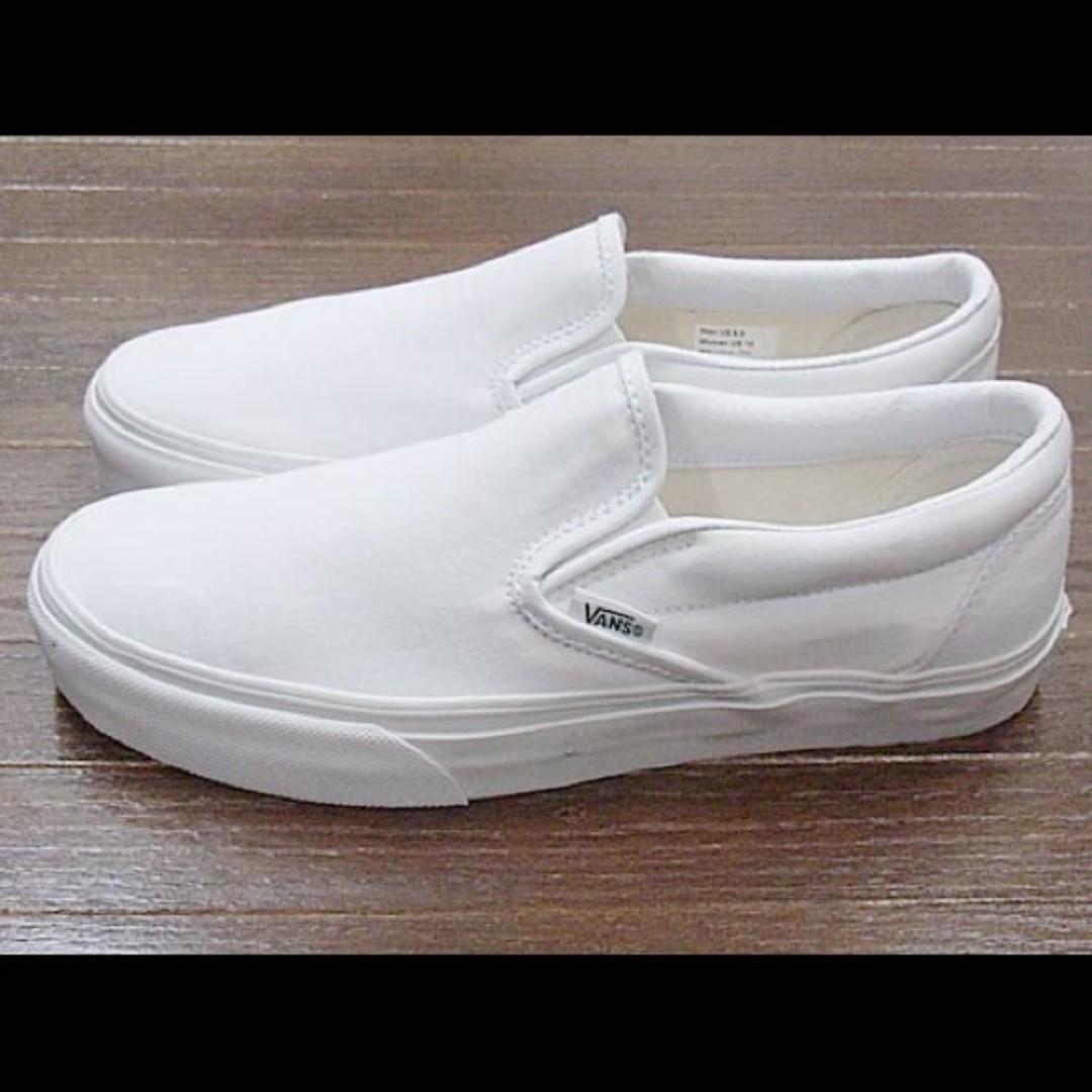 Vans white canvas slip ons deals