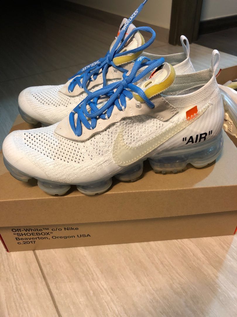 off white vapormax green laces