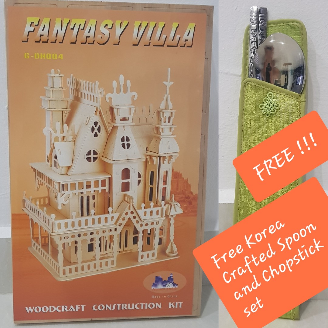 WOODCRAFT CONSTRUCTION KIT (FANTASY VILLA), Hobbies & Toys, Stationery