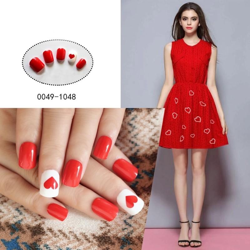 24 Tips Red Heart False Nails Short Full Cover Fake Nails Adhesive Press On Nails Valentine S Day Designs Manicure Beauty Tools Health Beauty Hand Foot Care On Carousell