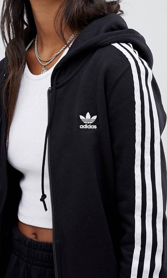 adidas three stripe zip hoodie