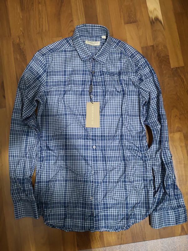 Burberry Shirt Dark Slate Blue Men S Fashion Tops Sets Formal Shirts On Carousell