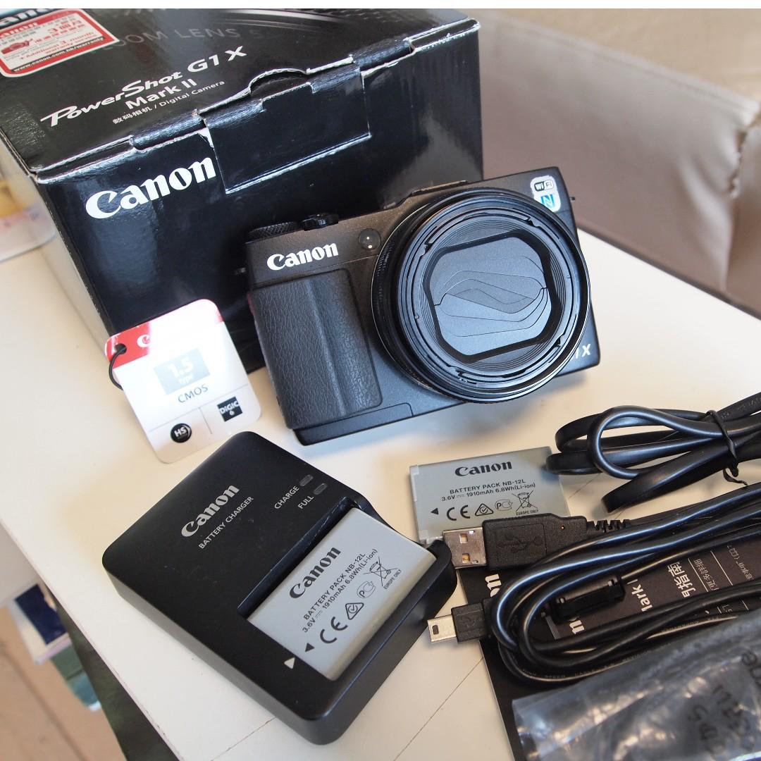 fullset boxed canon g1x mark ii g1x m2 camera 全套兩原電連皮套及多樣贈品