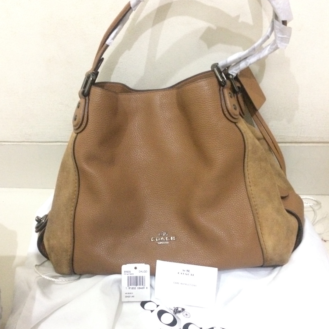 Coach edie 31 saddle mixed leather Fesyen Wanita Tas Dompet