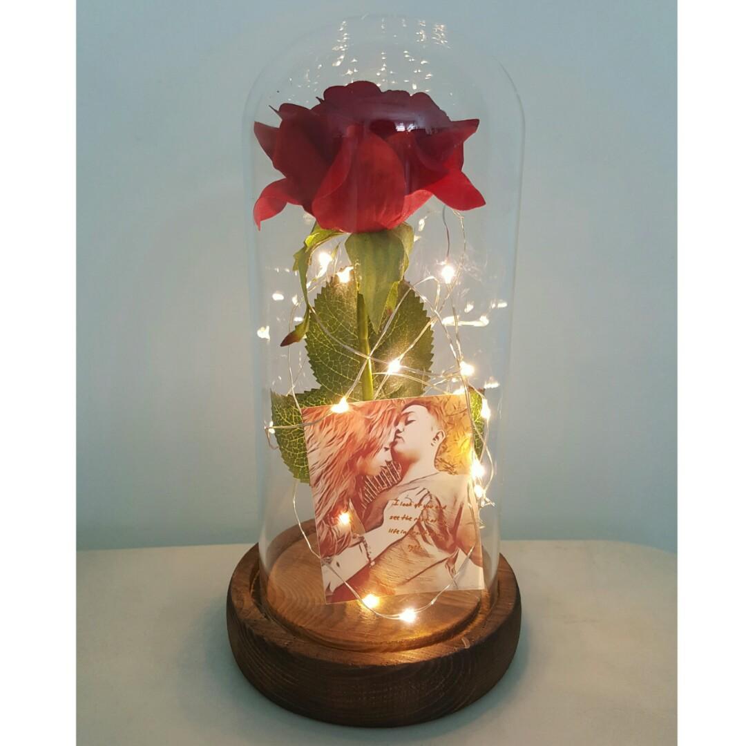Custom Beauty And The Beast Rose Jar With Lights Gardening Flowers Bouquets On Carousell