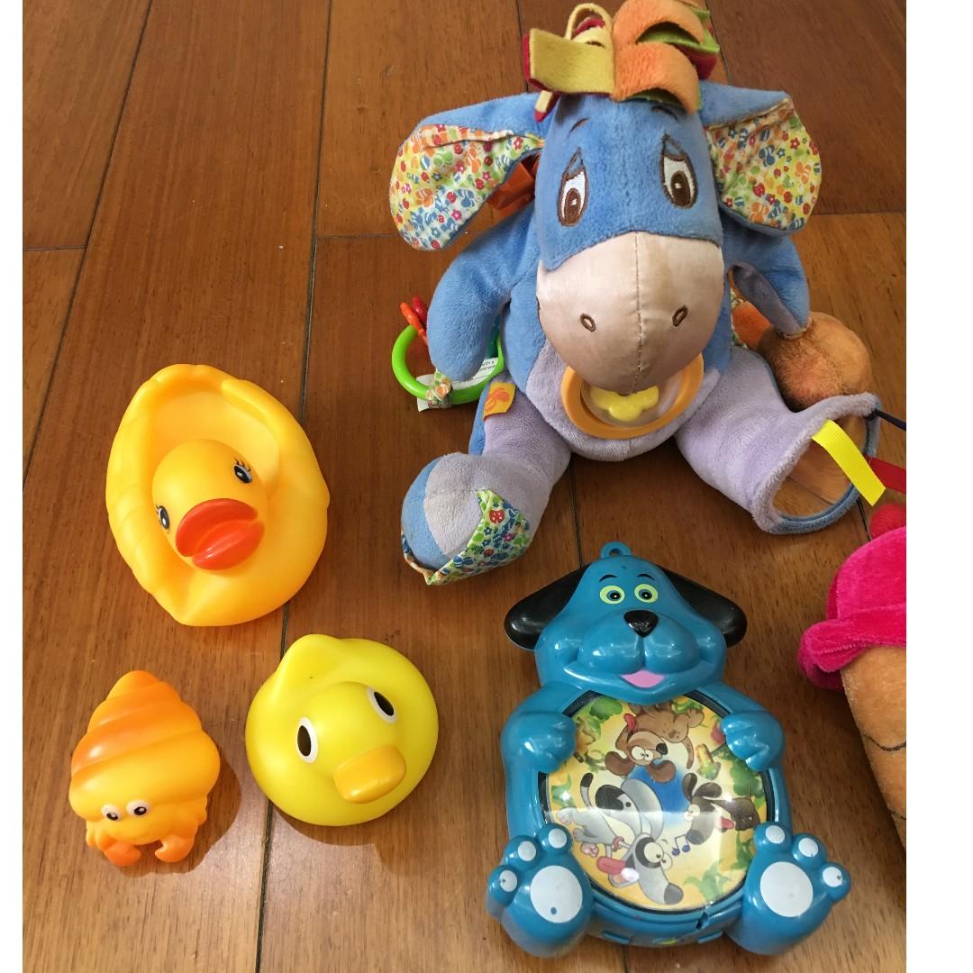 disney eeyore stroller toy (Category: Strollers) located in Makati City. Submitted by mighty.simpletrading (Listing ID 204869400, Image 2). Description: disney eeyore stroller toy 350 seling as take all 8pcs na nasa pictrue plus shipping fee. location: Makati City Brand: Disney Model: Eeyore stroller activity toy with clamp Freebies: all rattle and water toys sa picture.