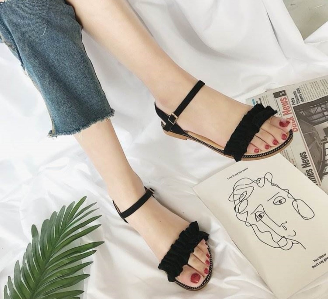 korean black sandals