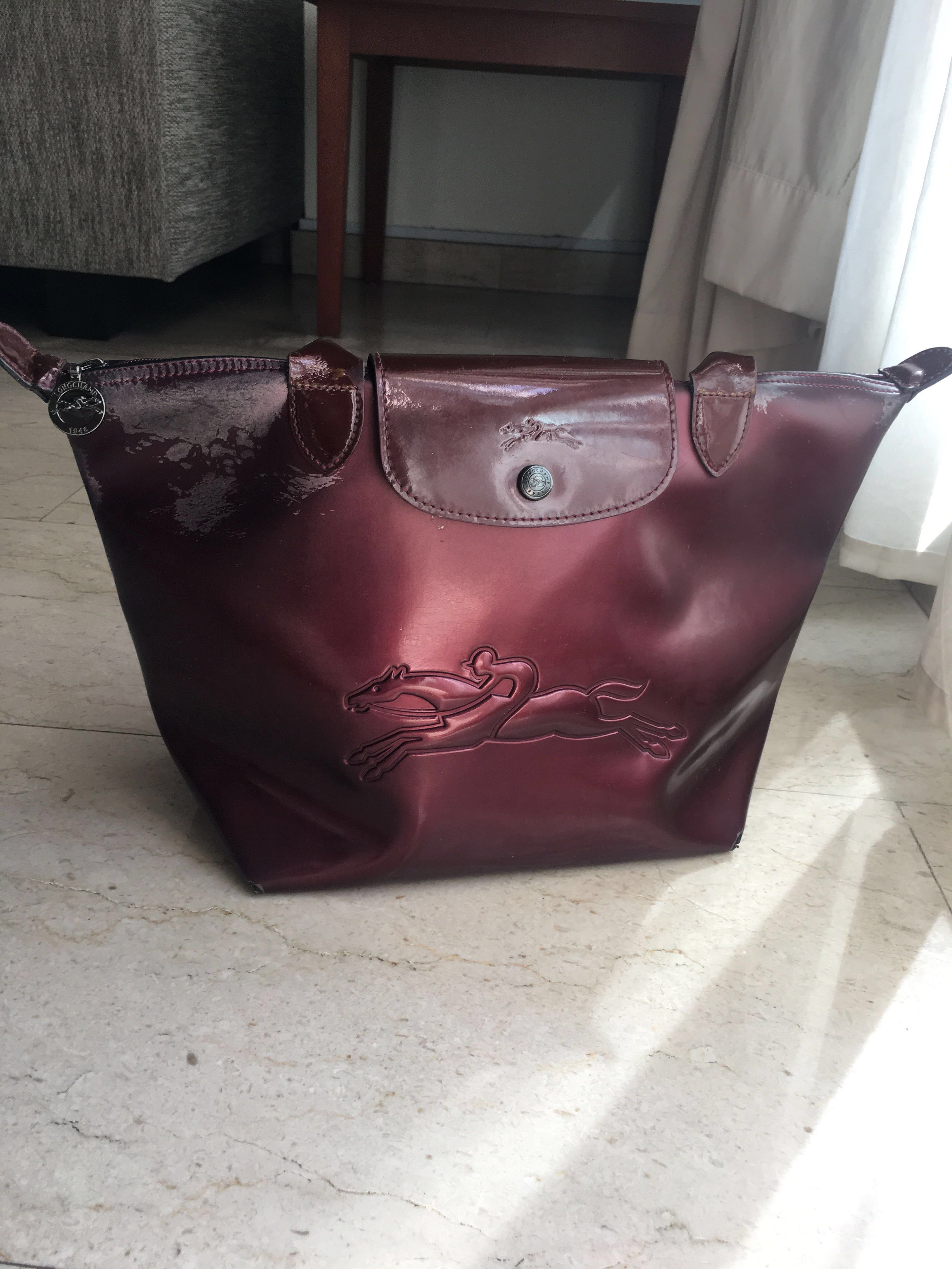 burgundy longchamp bag