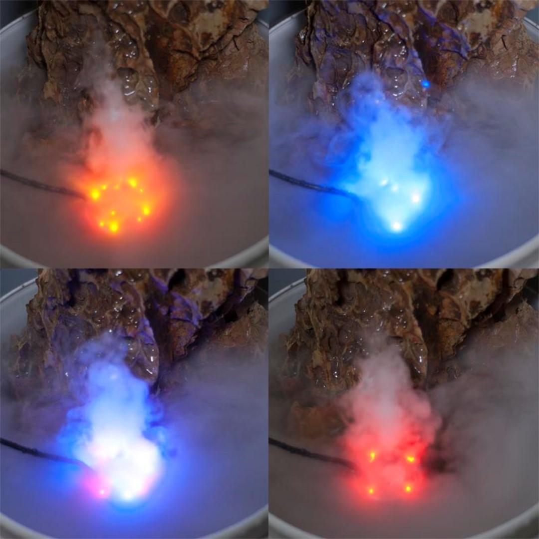 Fdit Mini Mist Maker, 12 LED Water Fountain Ornament Mist Fog Maker Atomizer Air Humidifier Indoor Landscape Decoration (US Plug