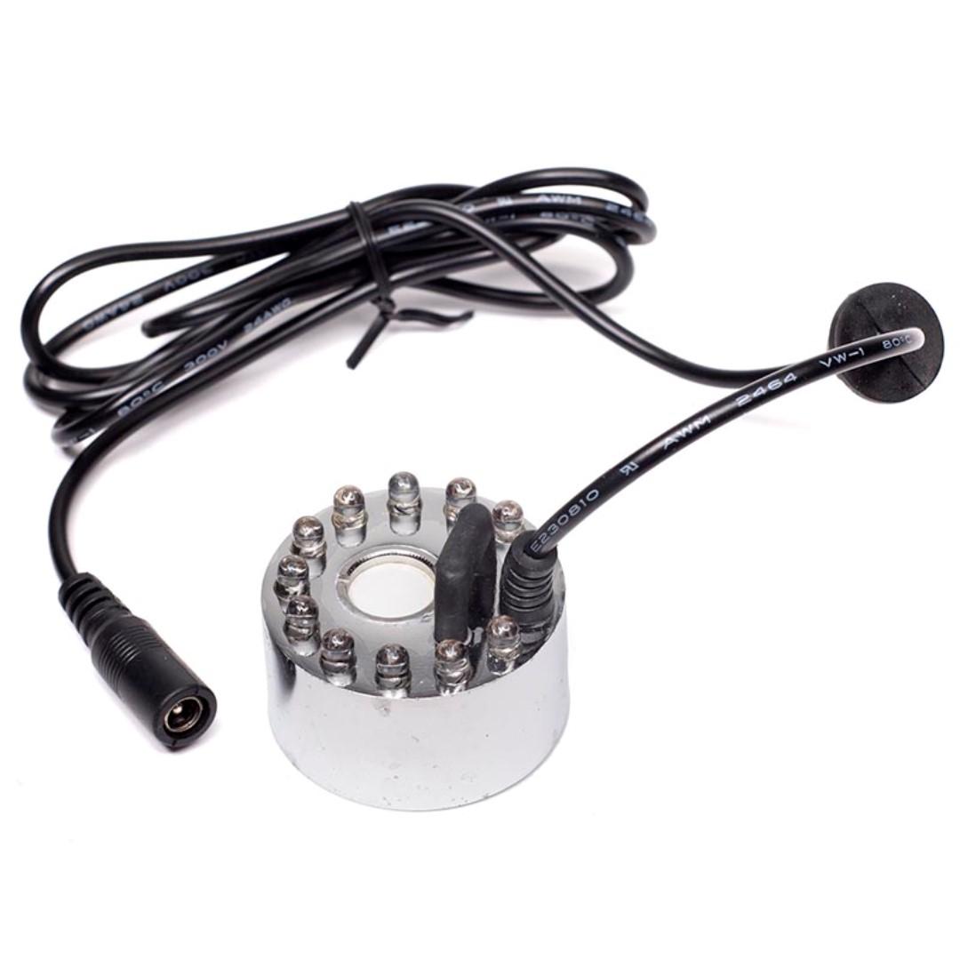 Fdit Mini Mist Maker, 12 LED Water Fountain Ornament Mist Fog Maker Atomizer Air Humidifier Indoor Landscape Decoration (US Plug