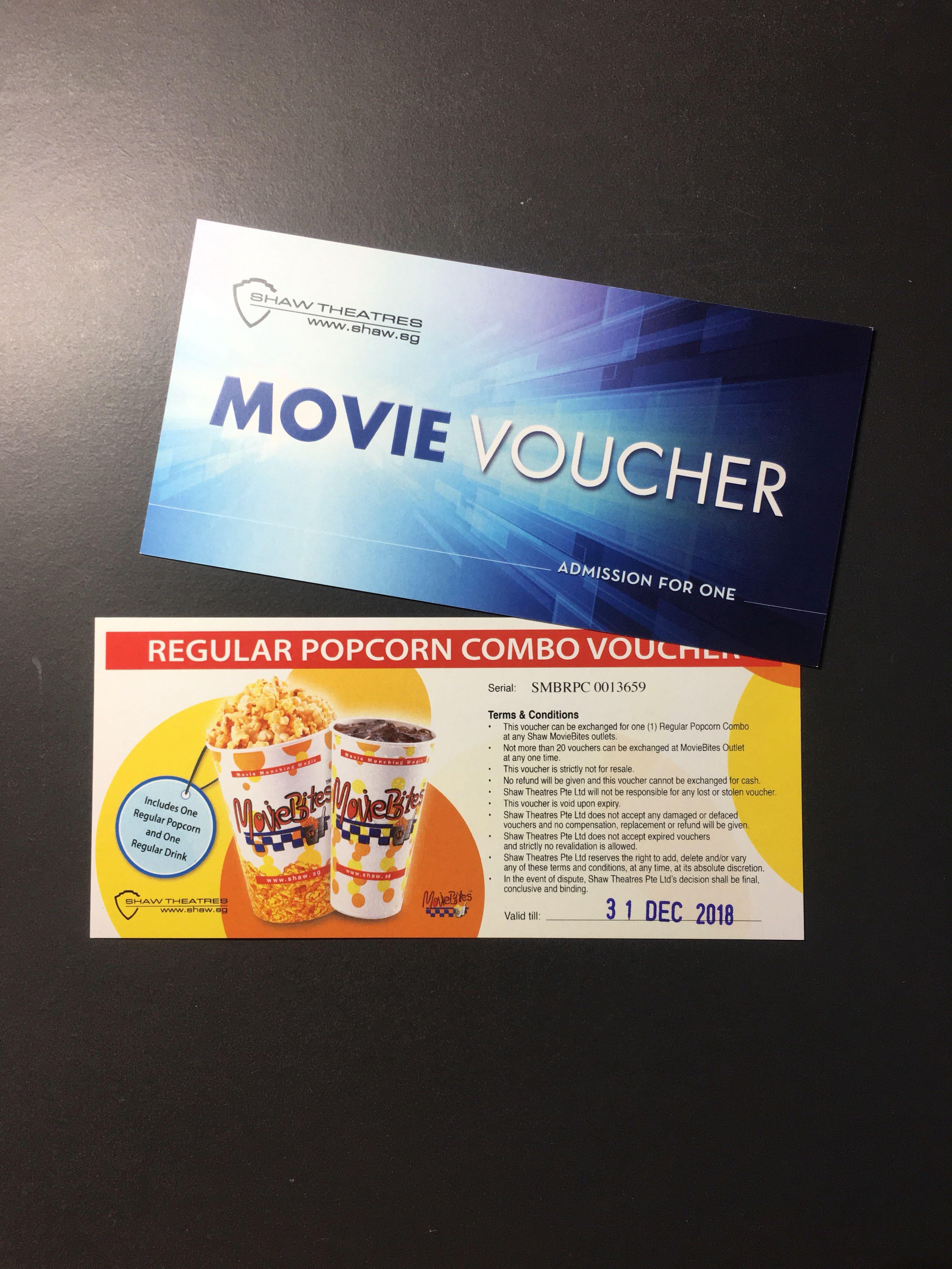 Movie Vouchers Shaw Theatres, Tickets & Vouchers, Vouchers on Carousell