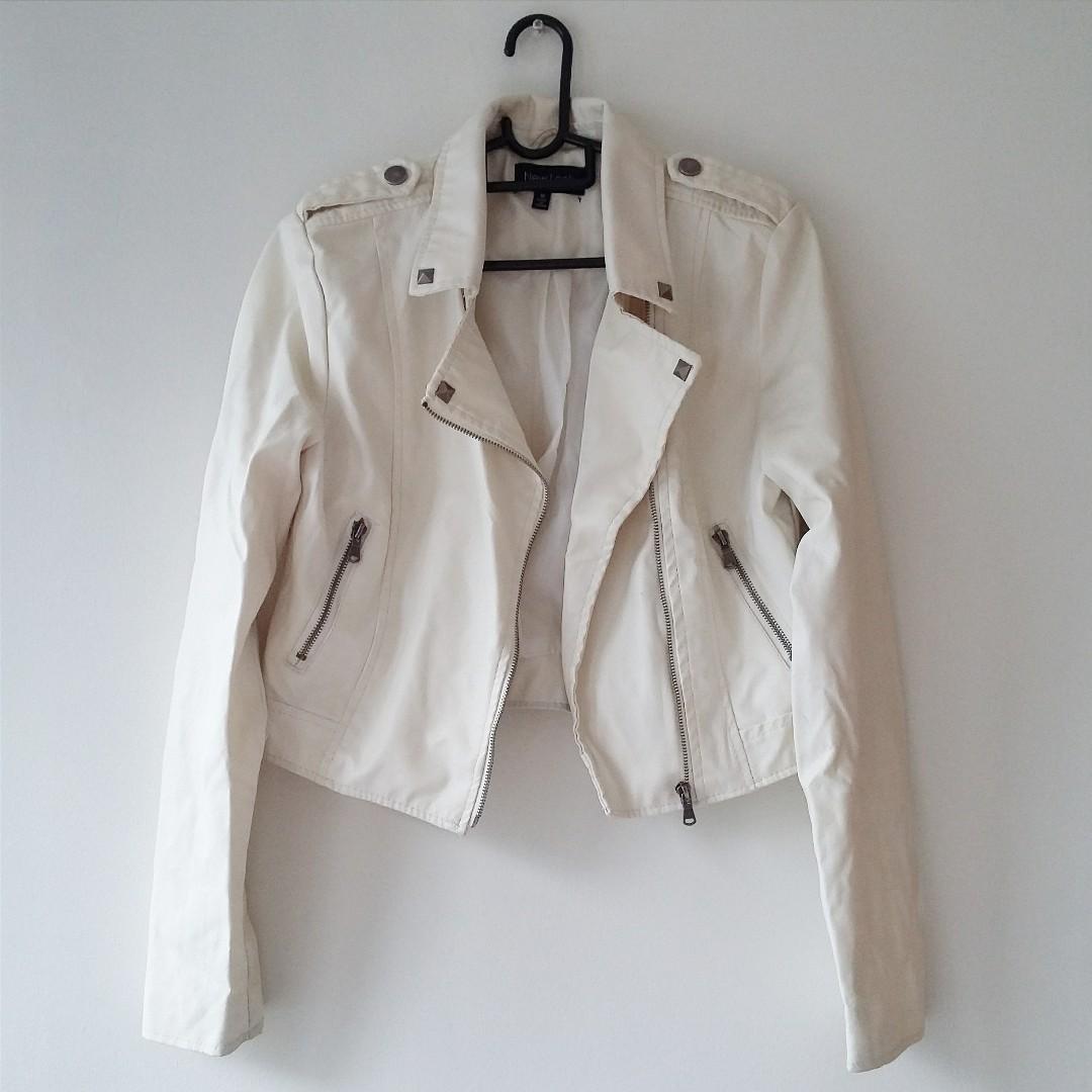 White leather look outlet jacket